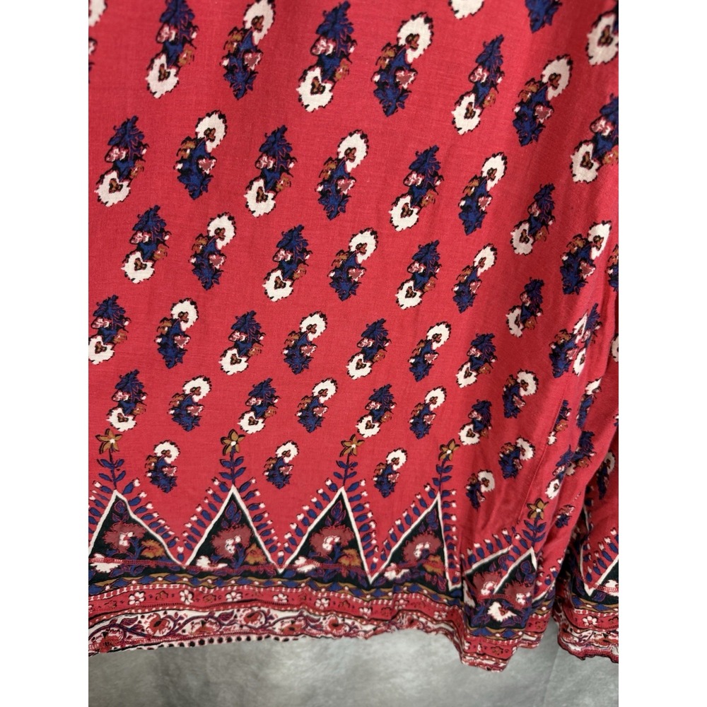 Free People Extreme Wide Leg Floral Boho Pants In Red Women's Size L - Picture 4 of 10